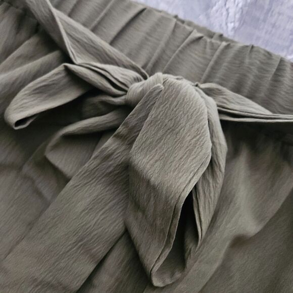 Army Green Crepe Self Tie Skirt - Picture 2 of 3